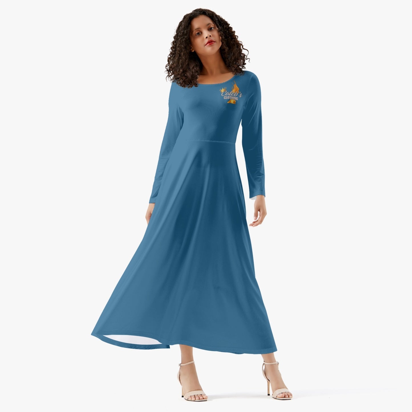 Blue Women's Long-Sleeve One-piece Dress