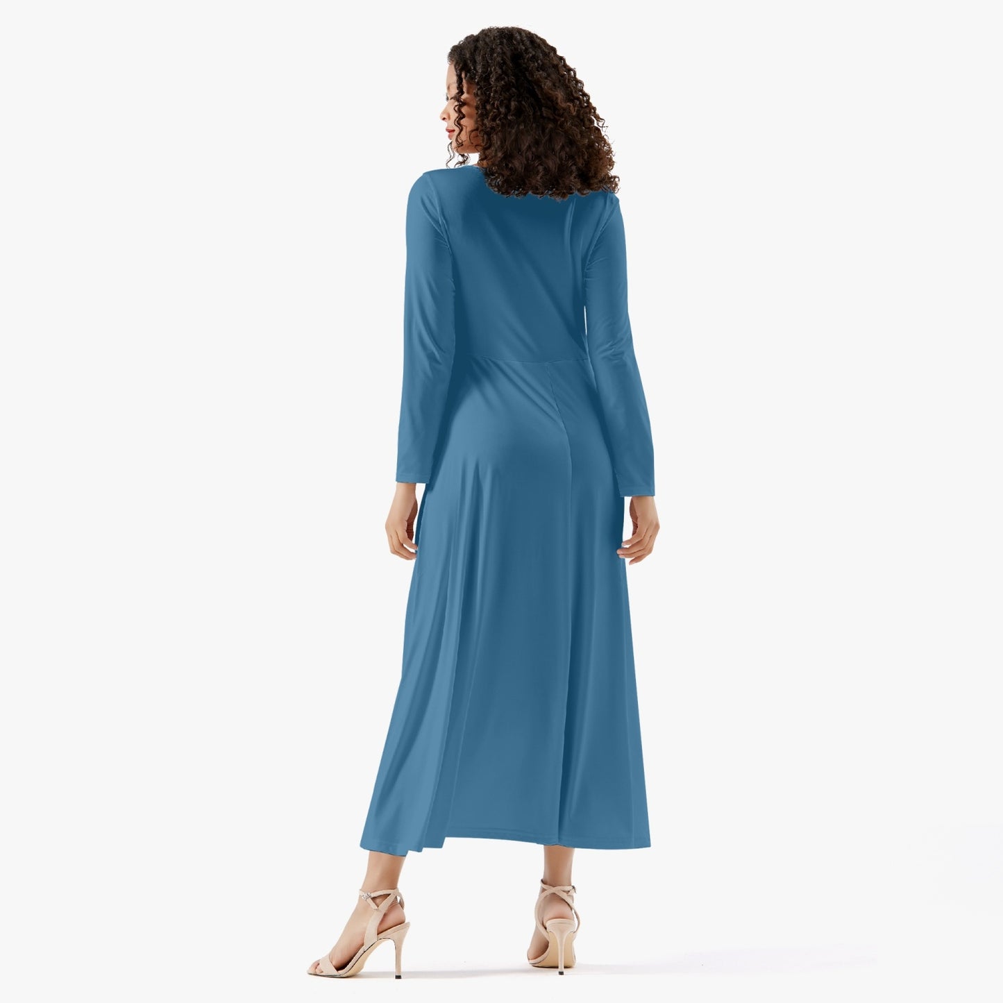 Blue Women's Long-Sleeve One-piece Dress