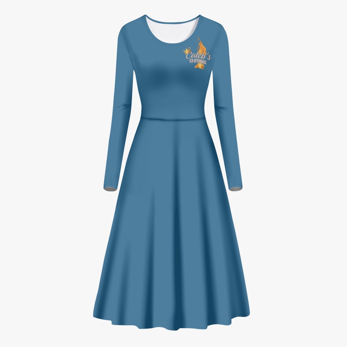 Blue Women's Long-Sleeve One-piece Dress